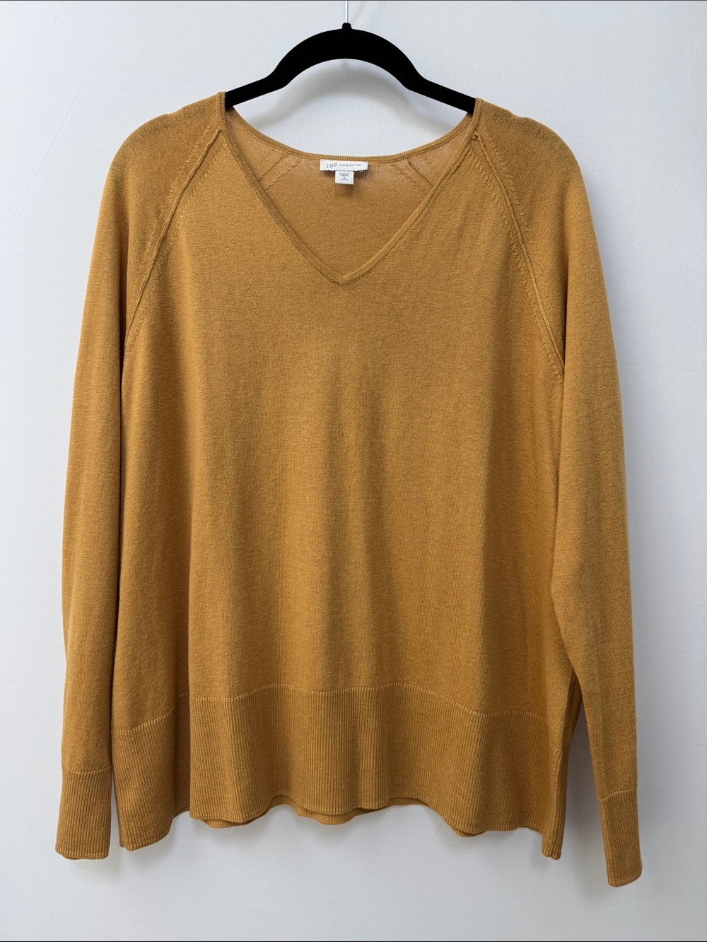 J.Jill Mustard V-Neck Lightweight Sweater